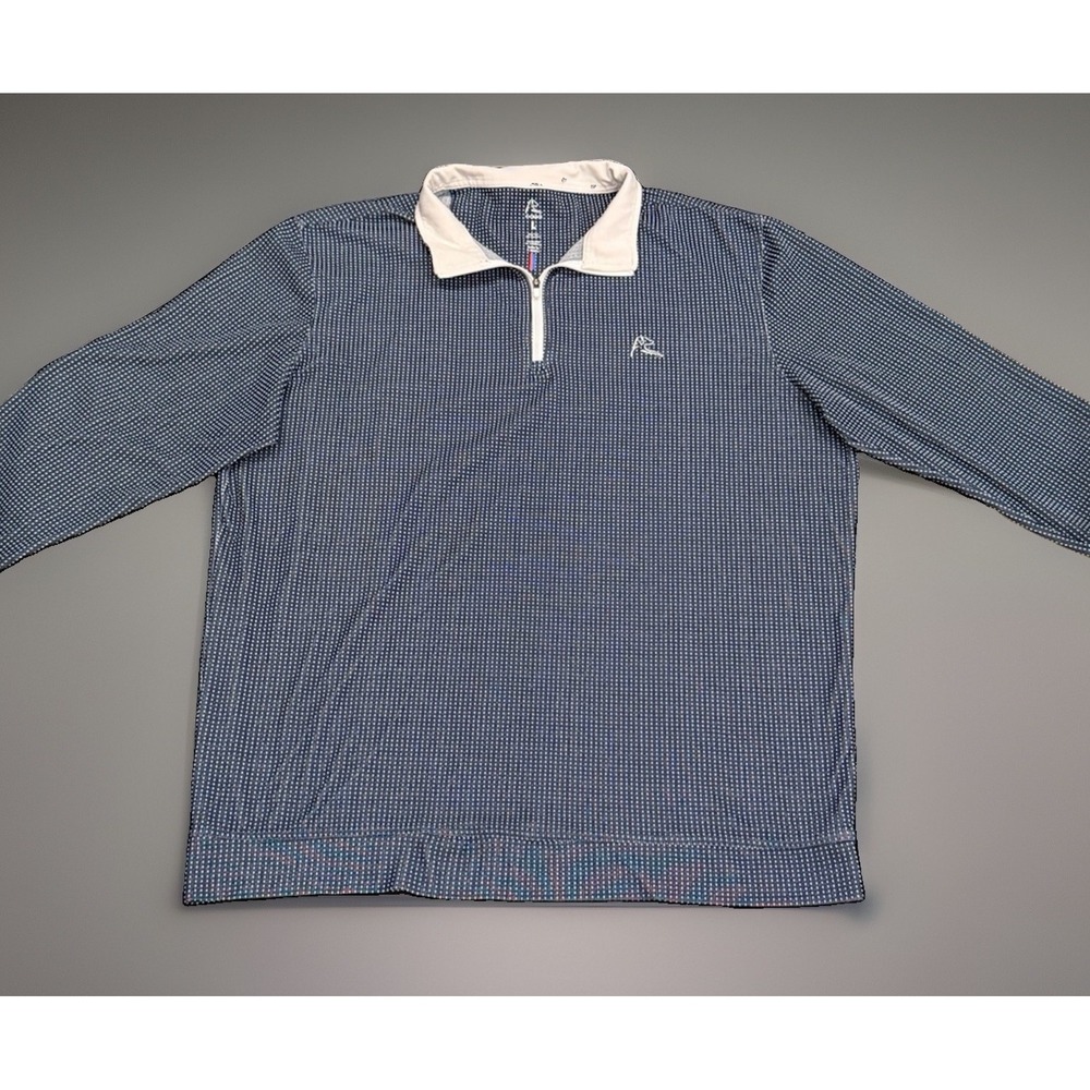 Rhoback Pullover Mens Size Large Blue Polka Dot 1/4 Zip Performance Stretch Golf - Picture 3 of 8